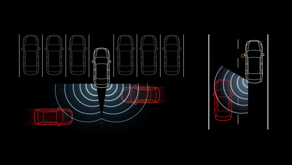 Illustration du fonctionnement du système de détection de véhicules en approche.