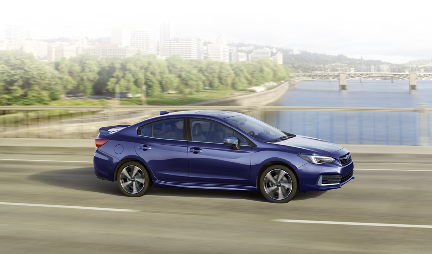 2022 Subaru Impreza crossing the bridge