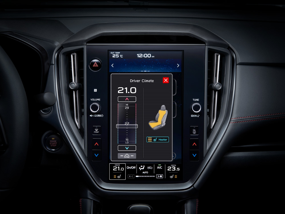 Subaru WRX 2022 Contrôle de température à l’écran (auto)