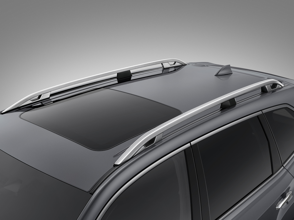 Close up of 2023 Forester roof rails with tie-downs.