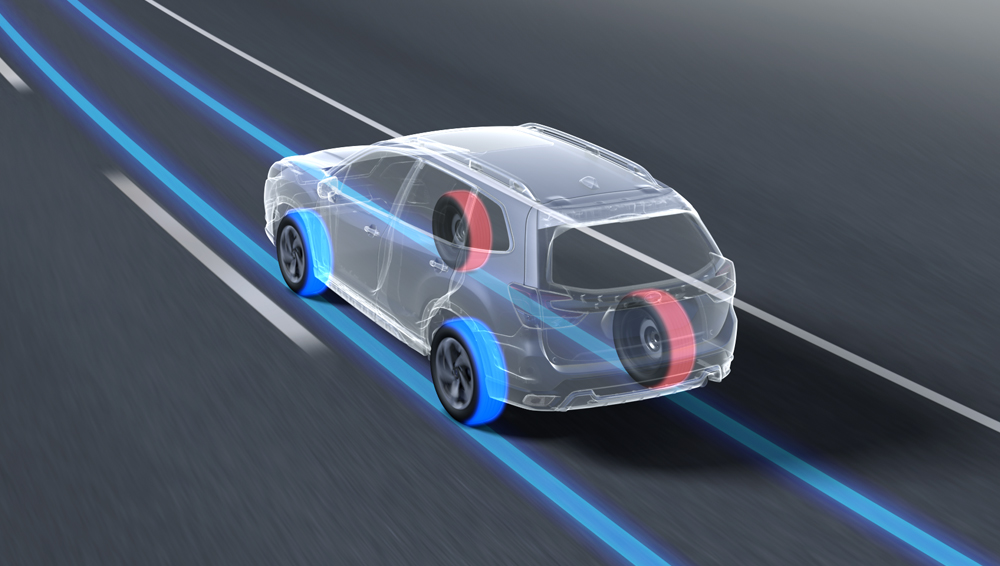 Illustration showing how Vehicle Dynamics Control works.