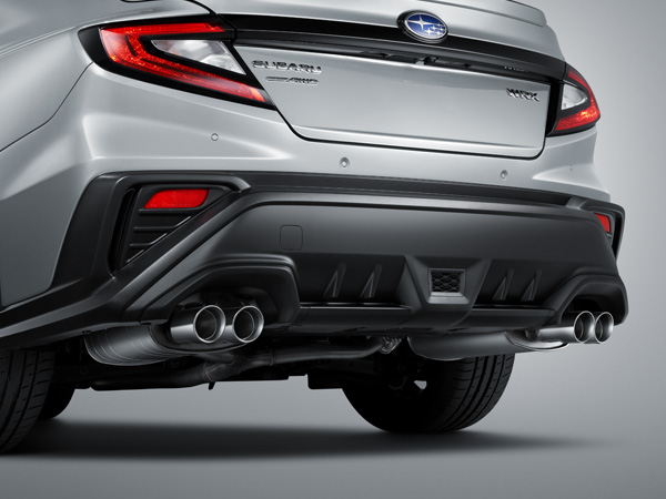 2023 WRX rear diffuser and quad exhaust tips.