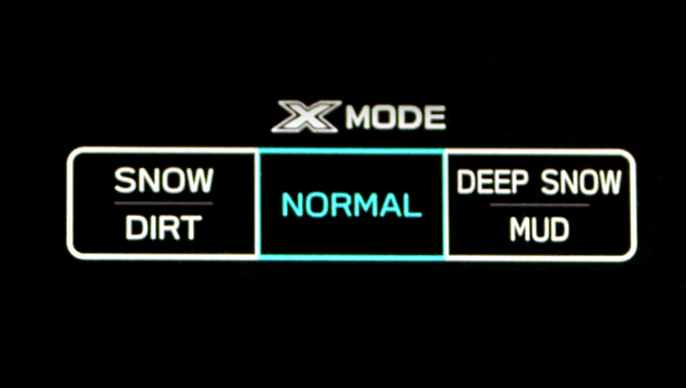 Closeup of the dual-function X-MODE® touchscreen control.