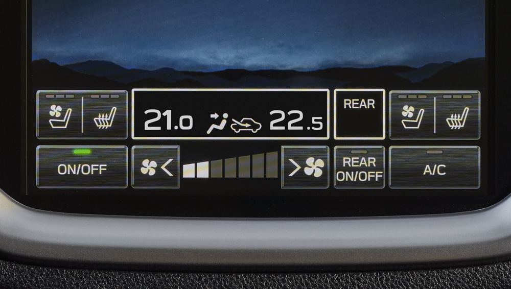 Close up of 2023 Ascent three zone climate control.
