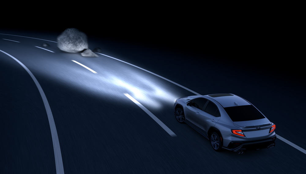 Diagram showing Steering Responsive Headlights in action.