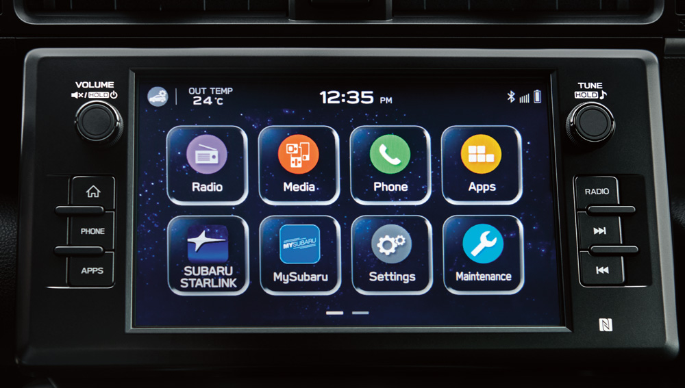 Shot of 8-inch screen infotainment system.