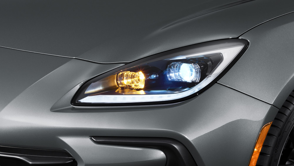 Close up of 2024 BRZ BRZ LED headlight.