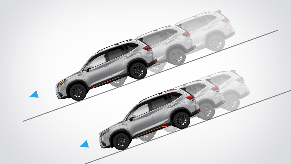 Illustration du fonctionnement du contrôle d'adhérence en descente.