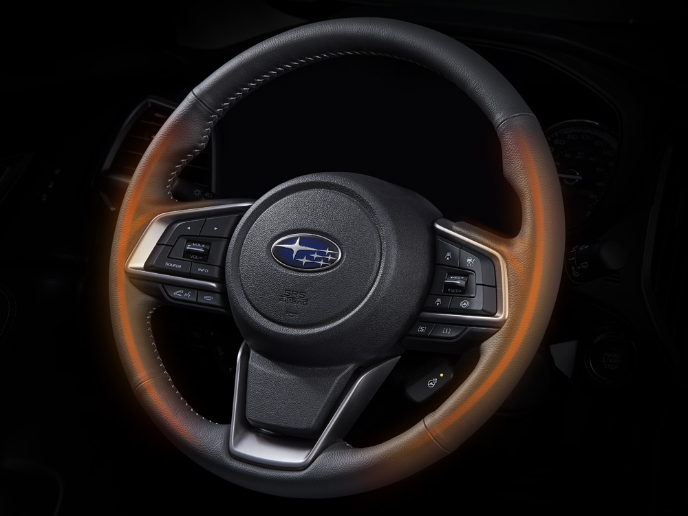 Image of the heated steering wheel for 2024 Forester Touring to Premier trims.