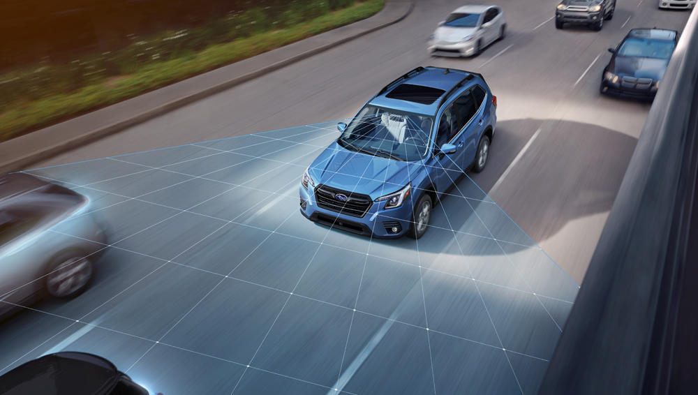 2024 Forester using standard EyeSight® scanning the road ahead.