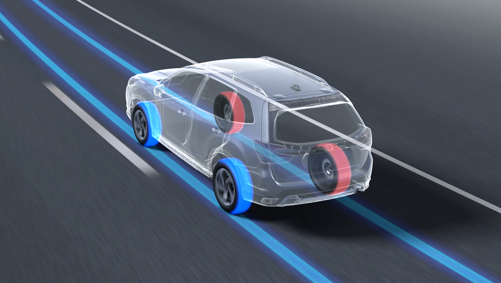 Illustration showing how Vehicle Dynamics Control works.