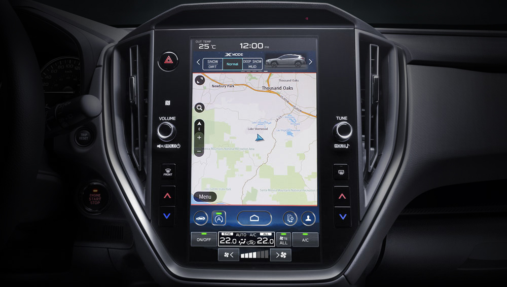 Shot of 11.6-inch screen infotainment system with Navigation.