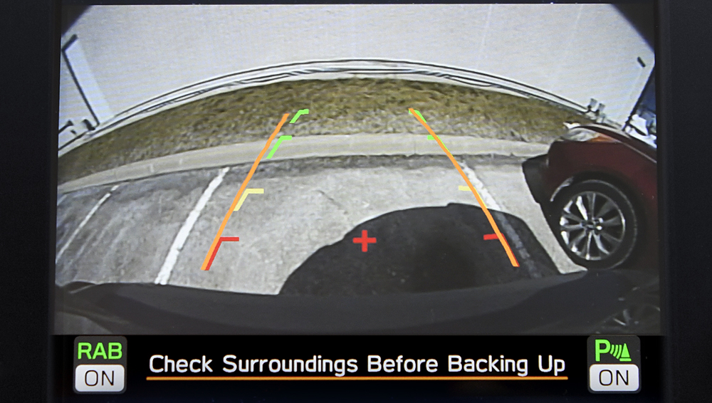 Screenshot of the rearview camera’s display on the infotainment screen.