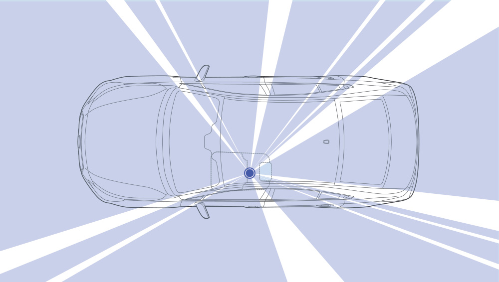 Schéma du champ de vision élargi d’une Legacy GT 2023.