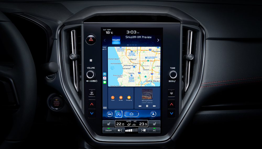 Infotainment system of 2024 WRX Sport-tech trim.