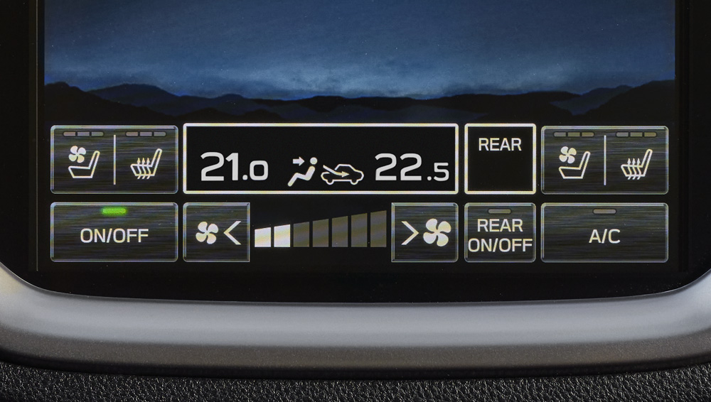 Close up of 2024 Ascent three zone climate control.