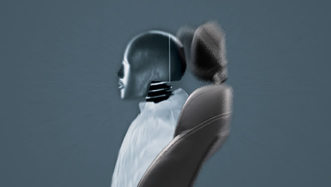 Image showing how the active headrest reduces whiplash injuries.