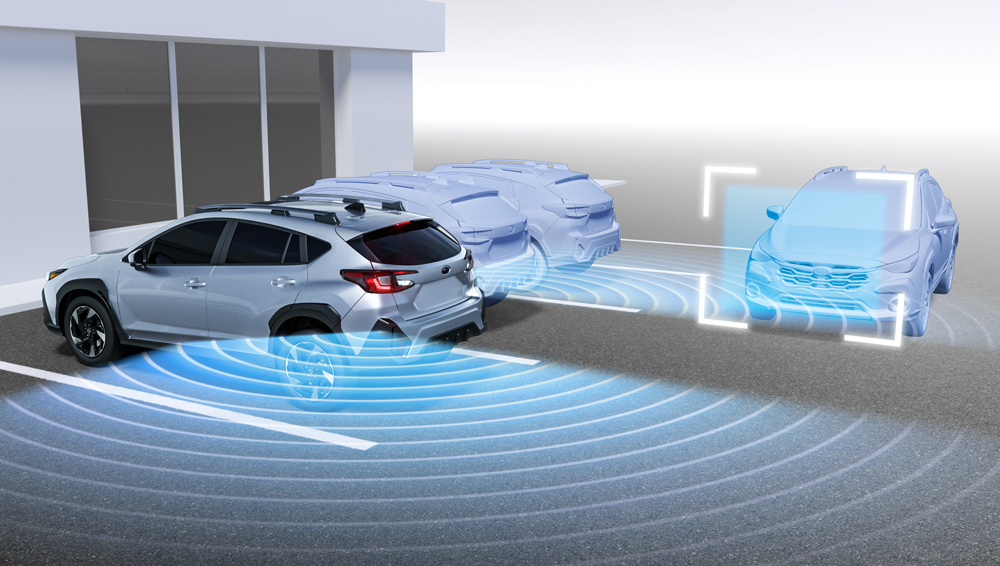 Illustration showing how Subaru Rear Side Vehicle (SRVD) works.