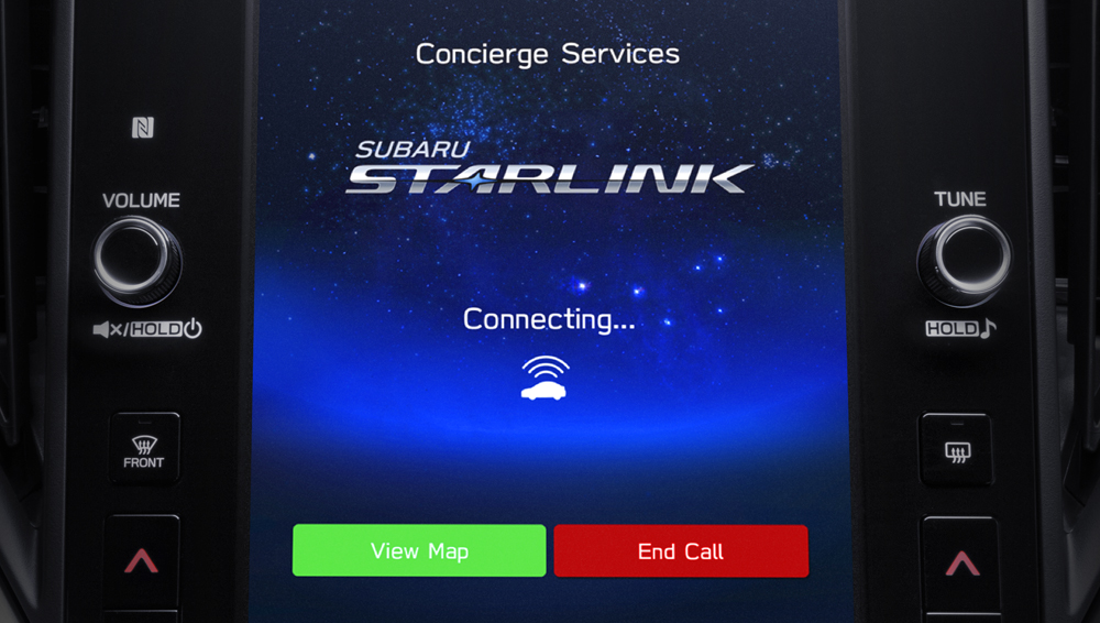 Subaru Starlink Connected Services screen on infotainment system.
