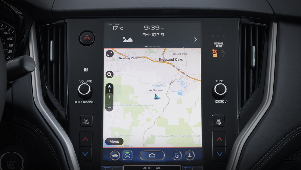 2024 Outback Limited, Limited XT and Premier XT 11-inch infotainment touchscreen with navigation.