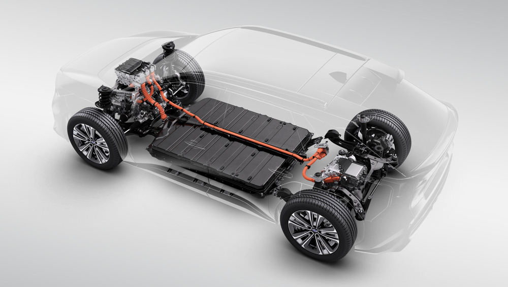 Vue en coupe du bloc-batterie et des moteurs StarDrive® de la Solterra 2024.