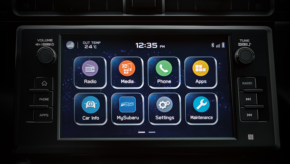 Shot of 8-inch screen infotainment system.