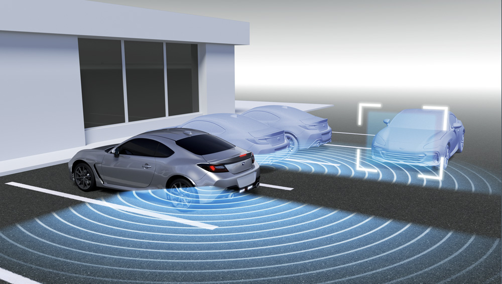 Illustration showing how Subaru Rear Side Vehicle (SRVD) works.