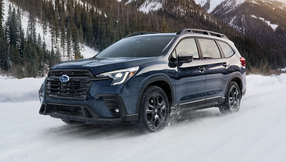 2025 Ascent on a snow covered road.