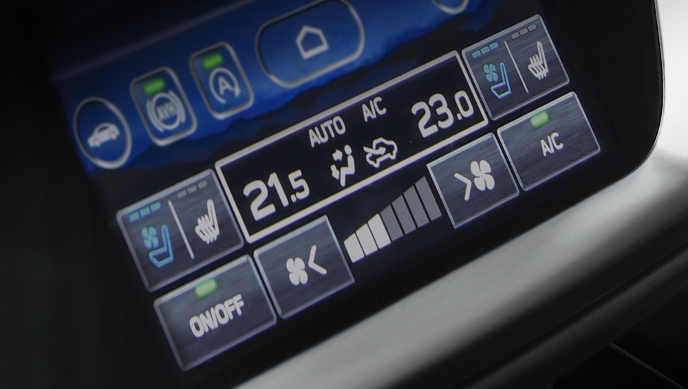 Close up shot of HVAC controls on the Outback infotainment screen.