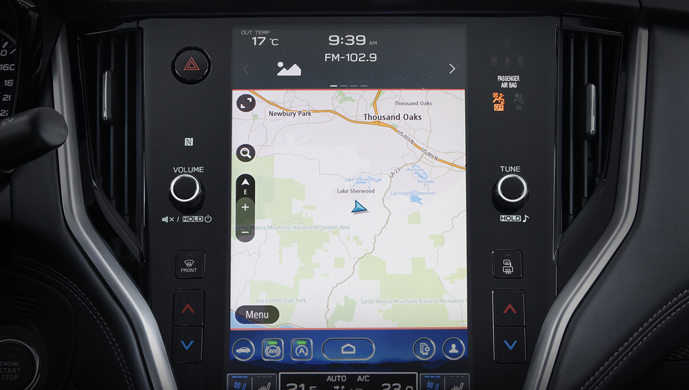 2025 Outback Limited, Limited XT and Premier XT 11-inch infotainment touchscreen with navigation.