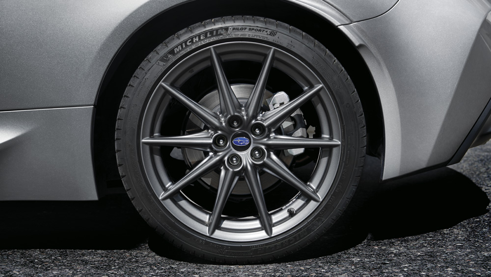 Close up of 2026 BRZ lightweight performance alloy wheel.