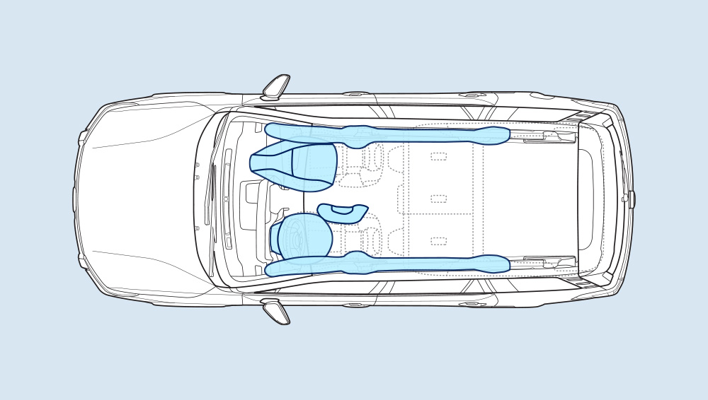Side image of Outback showing the airbags.