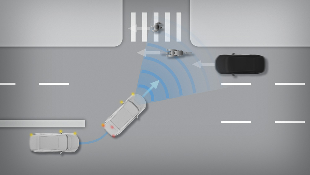 Solterra 2026 avec système EyeSight® balayant la route devant.