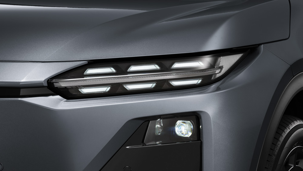 Close-up shot of 2026 Uncharted standard LED headlight.