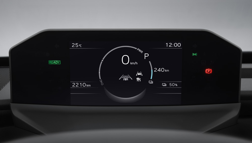 Close-up shot of 7-Inch Colour Digital Gauge Cluster with Multi-Information Display.