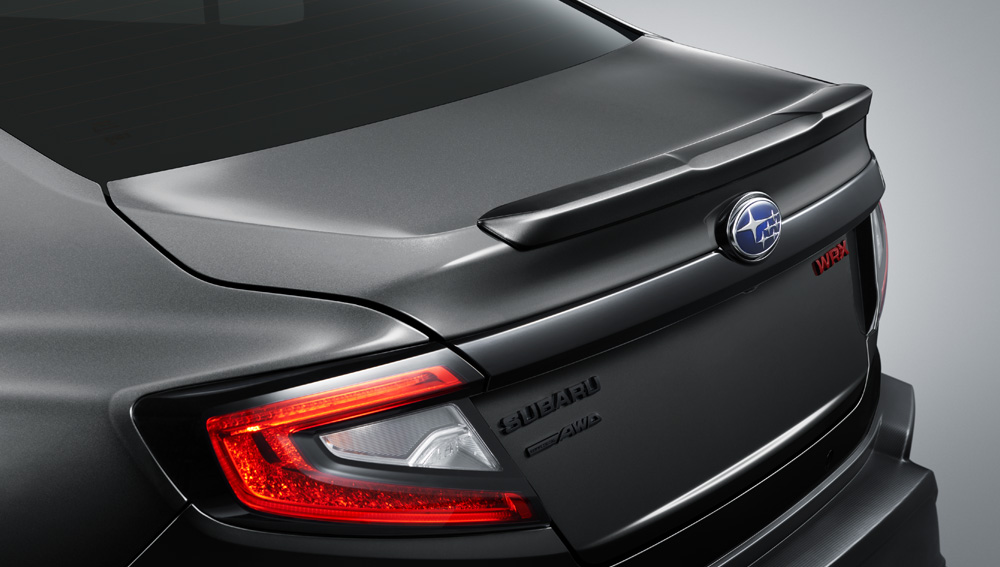 2026 WRX Sport and Sport-tech aerodynamic rear lip spoiler.