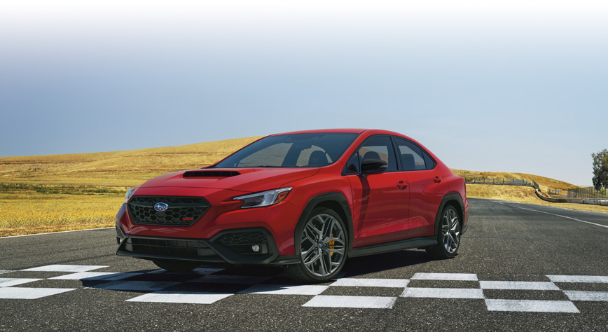 2026 WRX tS stopping at the race track finish line.