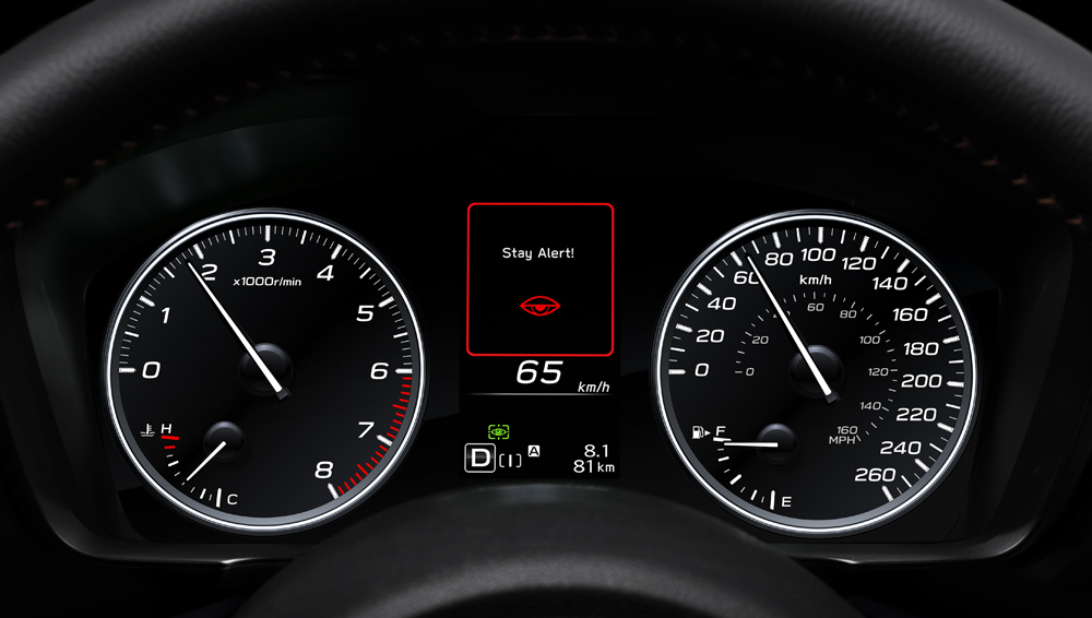 DriverFocus™ warning on front dash gauges of 2027Crosstrek Limited.