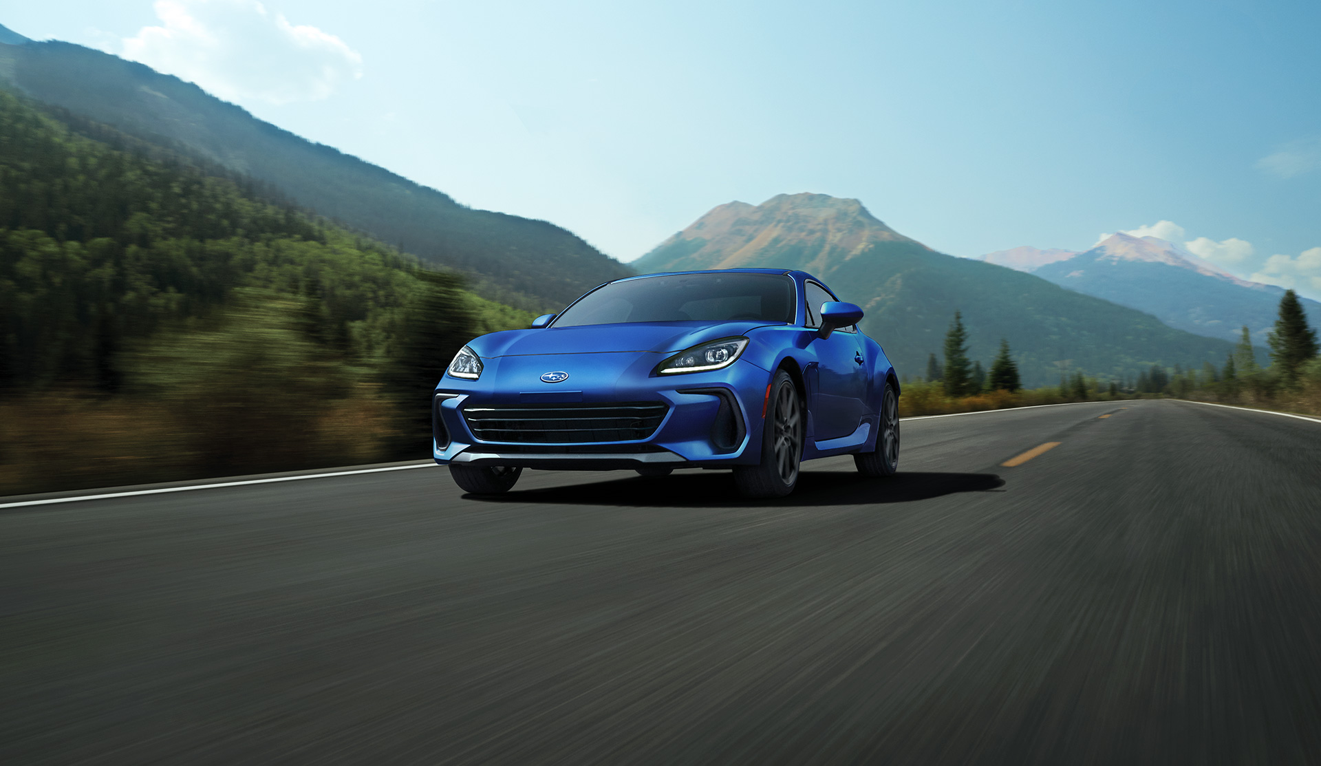 2024 BRZ driving along a country road.