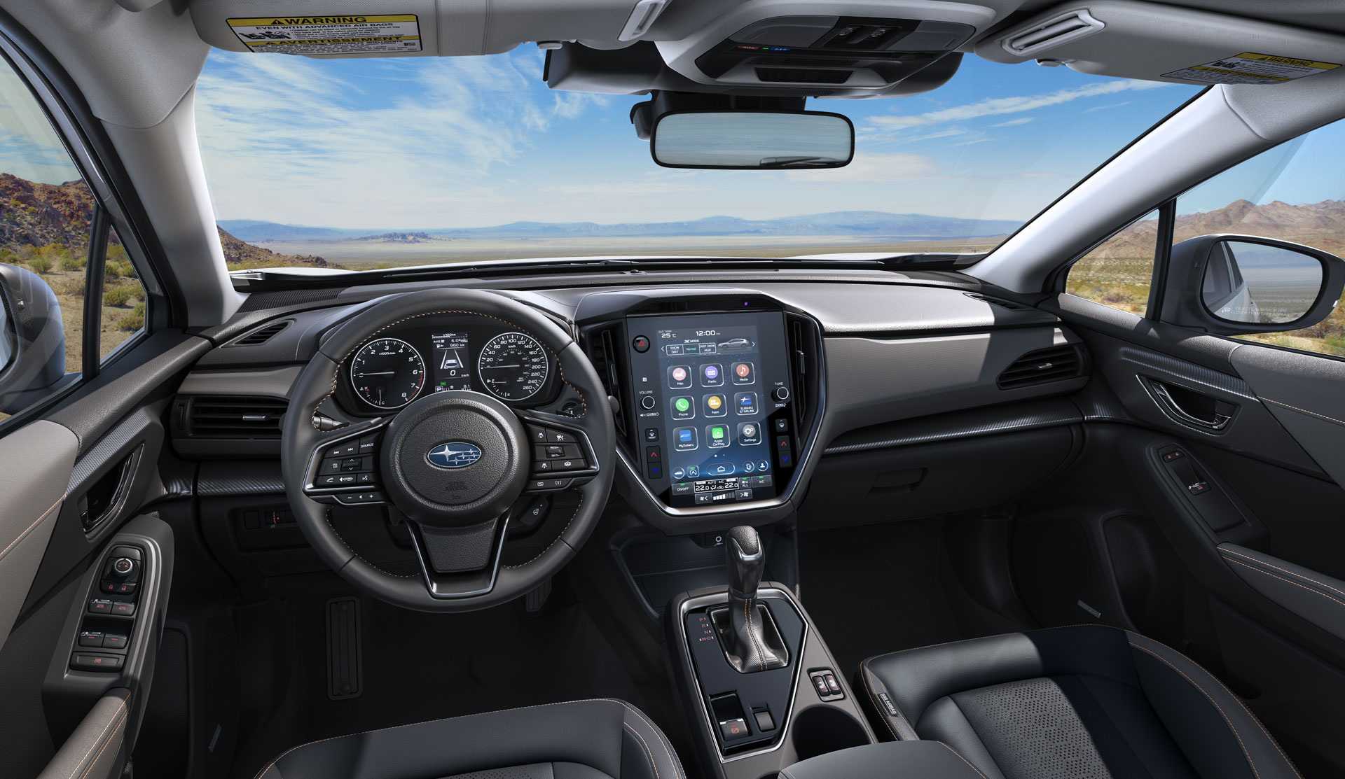 Interior shot of the 2024 Crosstrek front dash.