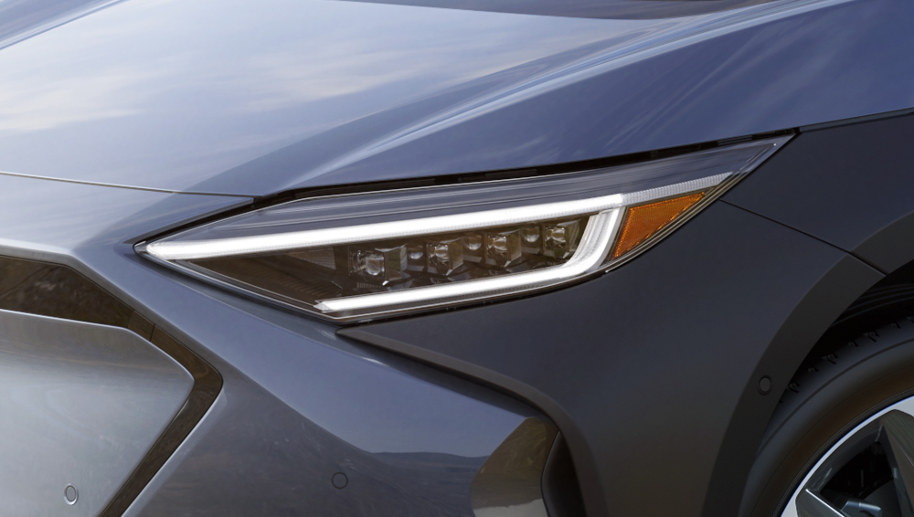 Close-up shot of 2024 Solterra standard LED headlight.