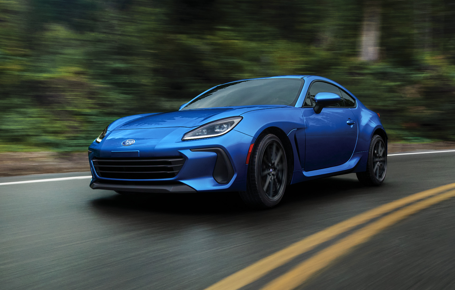 A BRZ driving on a highway.