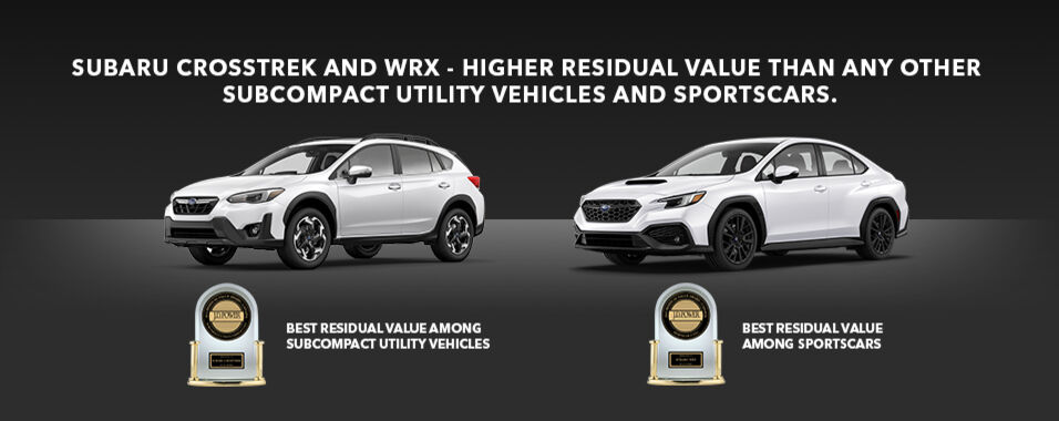 White Subaru Crosstrek and WRX are recognized with J.D. Power best residual value awards.