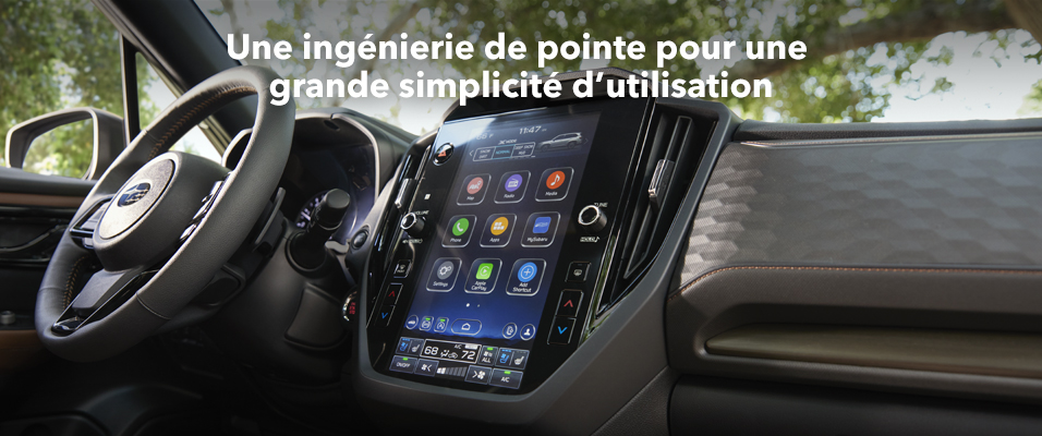 Vue intérieure de la planche de bord de la Subaru Forester 2025.