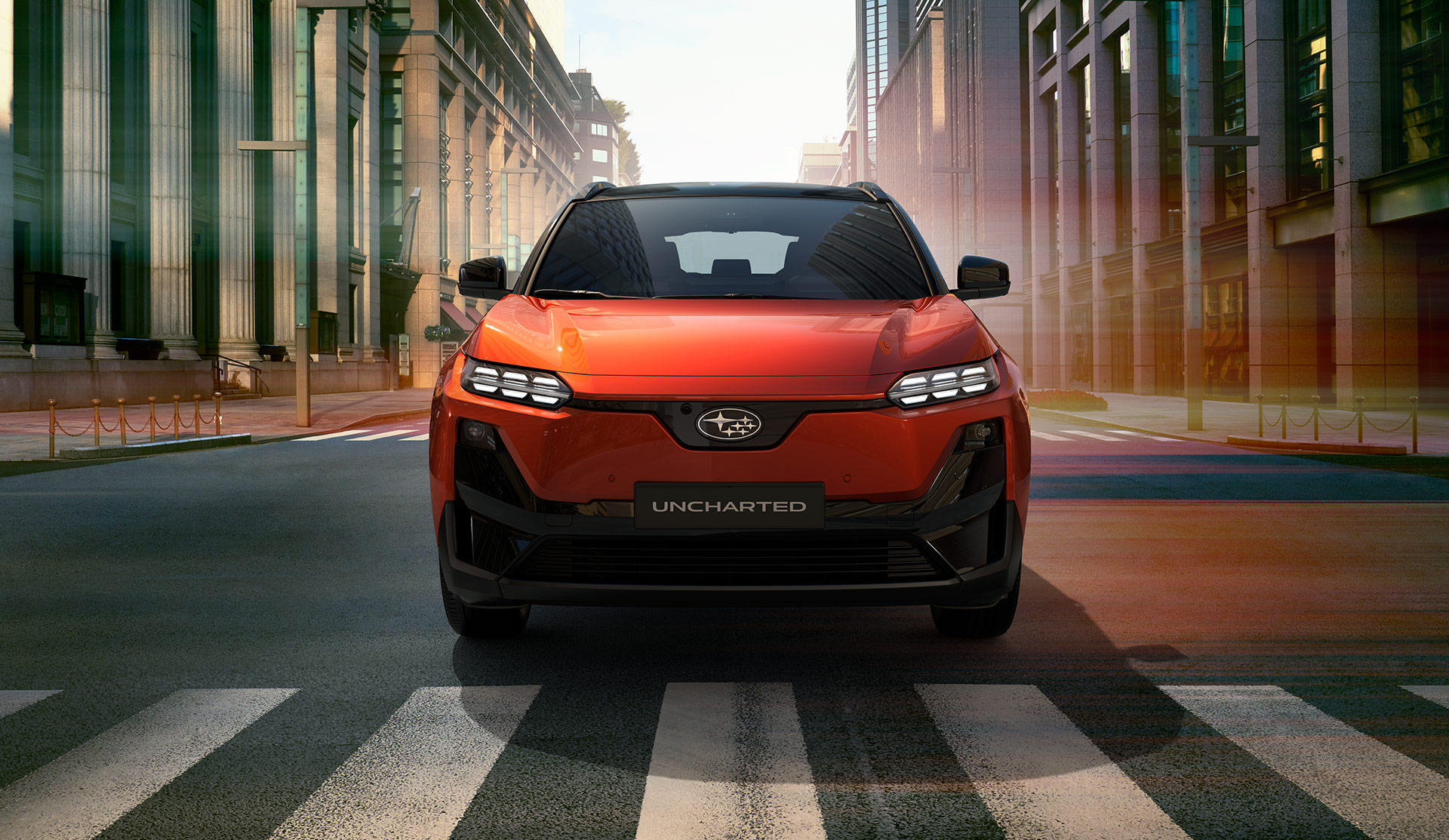 2026 Uncharted stopped at a crosswalk.