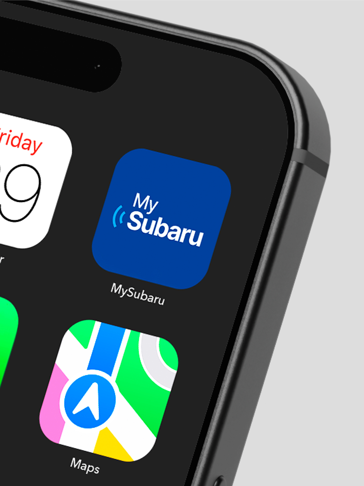A person using the MySubaru mobile app to access Connected Services.